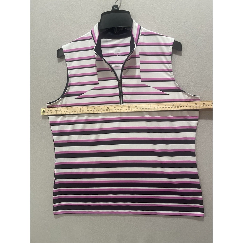 Tail Womens XL Golf/Tennis Sleeveless Shirt Lavender / black/ White Q Zip EUC - Picture 5 of 7